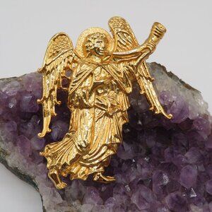 Angel Gold Tone Brooch
